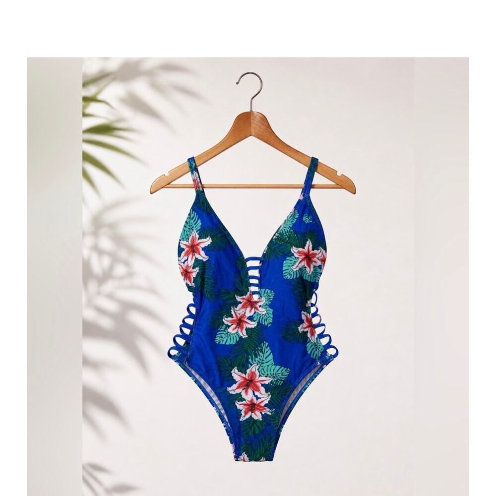 Hot Kiss One Piece Sexy Swimsuit Cut Out Sides sz L NEW # bag 28
